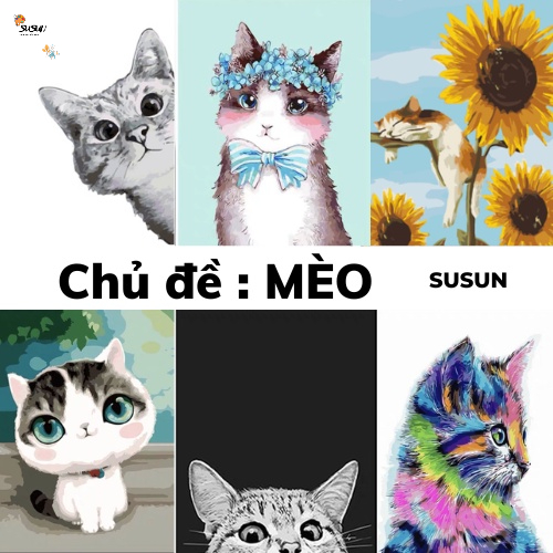 Tranh Sơn Dầu Số Hoá Mèo - Tranh Tô Màu Theo Số Mèo