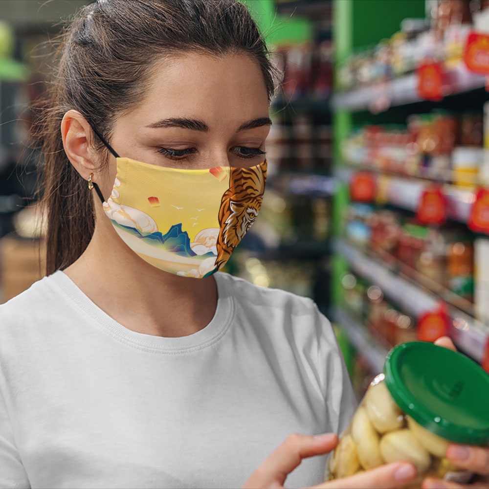 Khẩu trang nhâm dần 2022 chúc mừng năm mới happy new year tết cát tường CARTWELL dễ thở dày 2 lớp không đau tai kháng kh