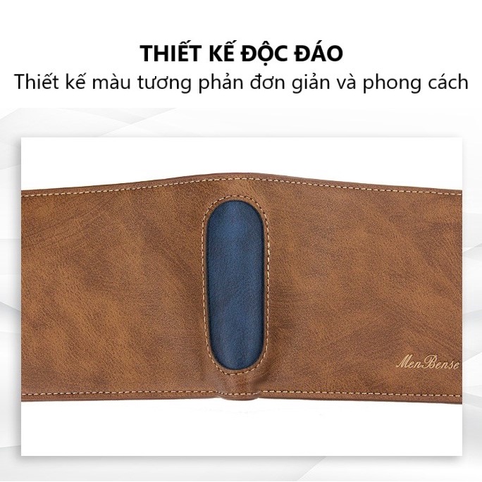 Ví nam da mờ Menbense nhiều ngăn, ví da nam chống nước, chống trầy xước VMBS 11