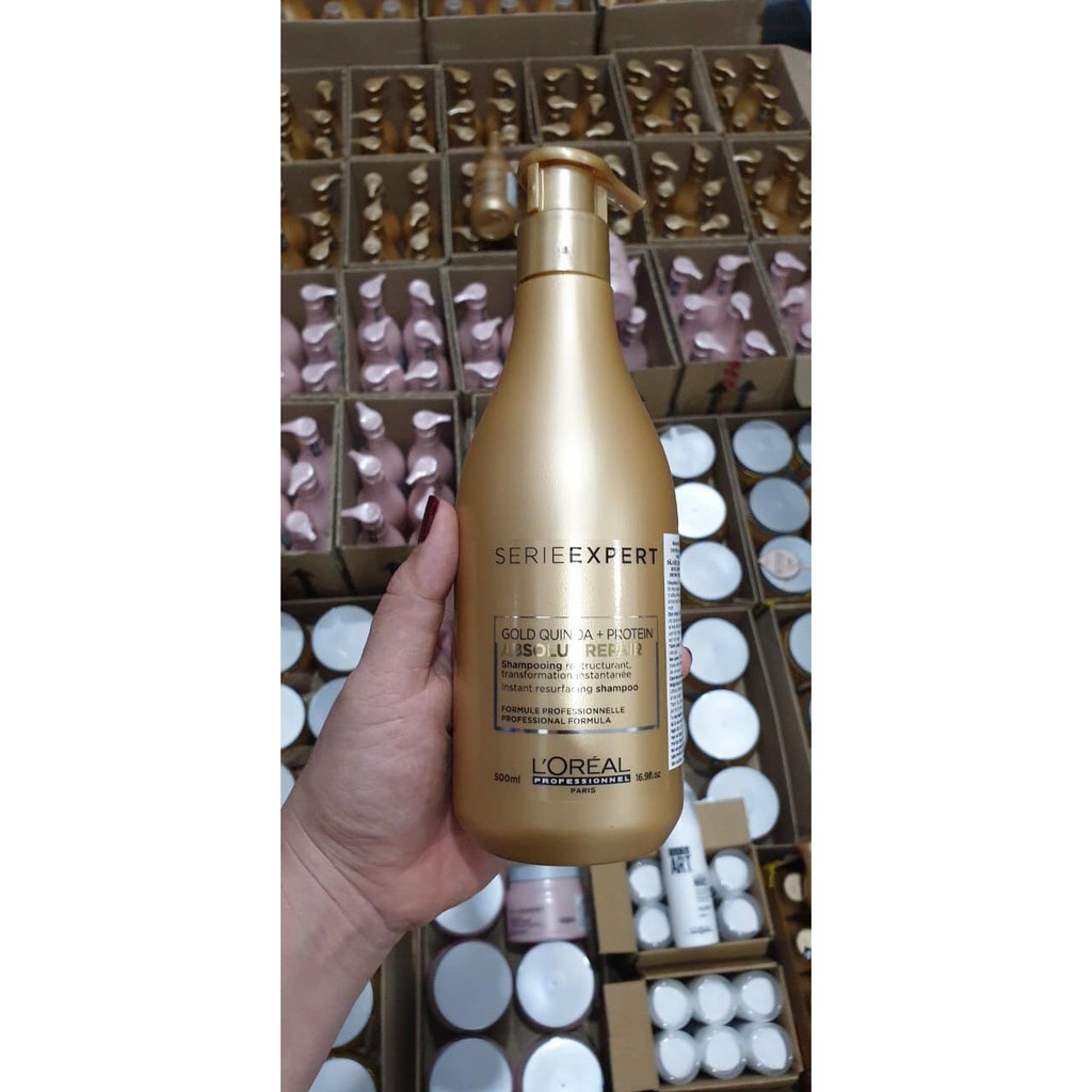 Dầu gội chăm sóc tóc hư tổn L'oreal Absolut Repair Gold 300ml - 500ml và dầu xả 200ml