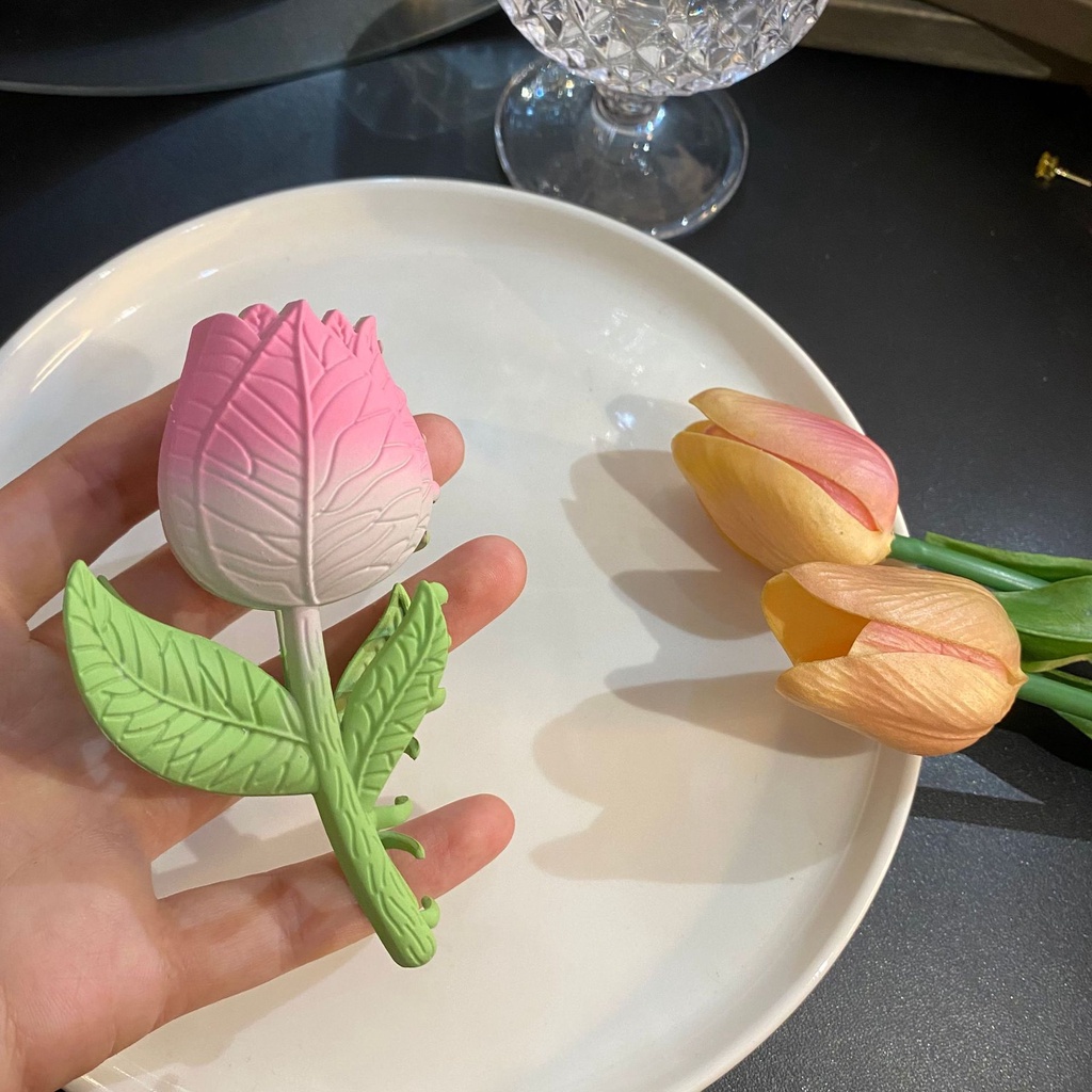 Kẹp Tóc Hình Hoa Tulip Bằng Nhựa Thời Trang Cho Nữ