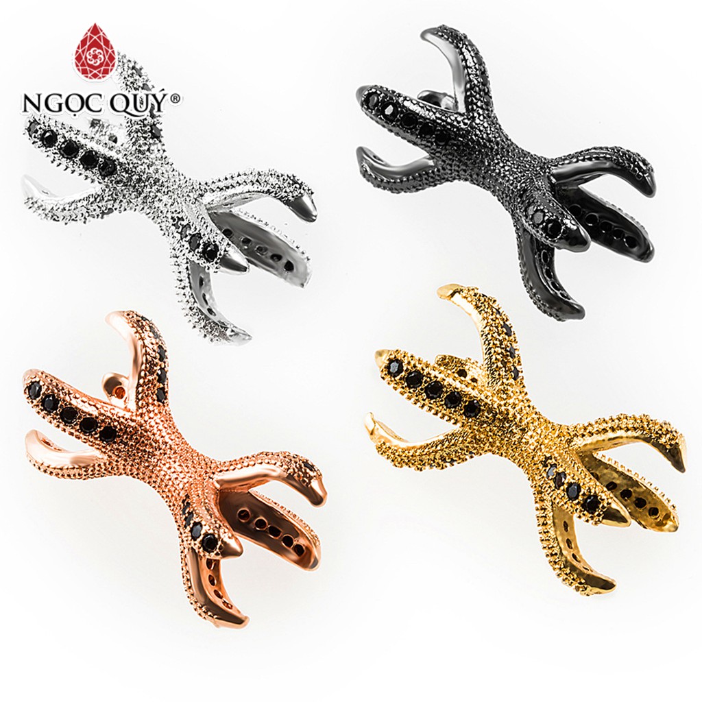 Charm si đính đá xỏ hạt 2 đầu - NQ Jewelry