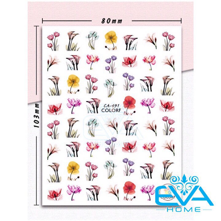 Miếng Dán Móng Tay 3D Nail Sticker Tráng Trí Hoạ Tiết Bông Hoa CA491
