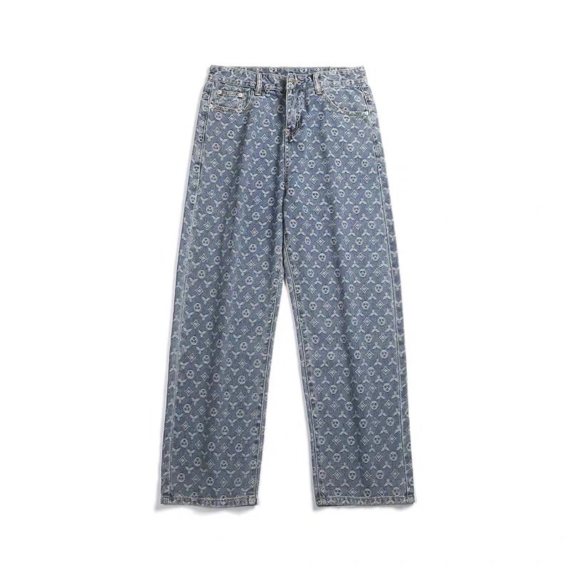(SẴN + VIDEO) Quần Jean UNISEX ống rộng ulzzang hoạ tiết LV cá tính cho các cặp đôi hot trend TIKTOK 2021 KÈM 3 ẢNH THẬT | BigBuy360 - bigbuy360.vn
