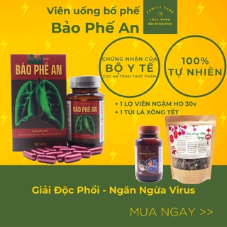 Bổ Phế Thảo Dược Giải độc phổi Bảo Phế An kèm 1 lọ viên ngậm HEALTHMORE 30v và Túi lá xông tắm giải cảm Bảo vệ hô hấp