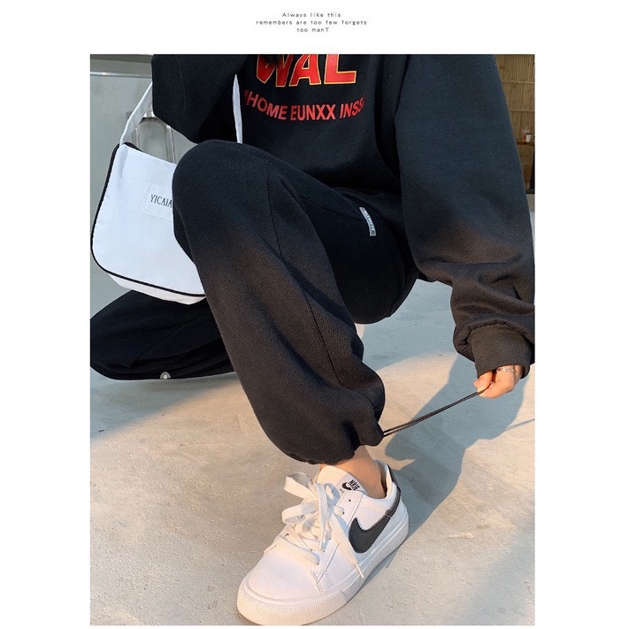 Quần NỈ JOGGER Nam Nữ Form Rộng Ống Dây Rút 2 Màu Đen Xám Dáng Hiphop Thể Thao By.Camcam