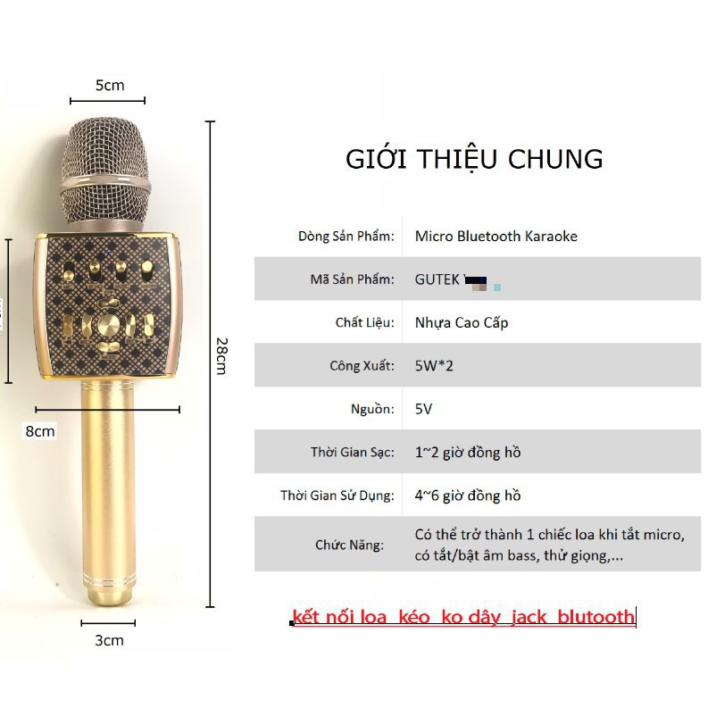 Micro Karaoke Bluetooth YS-95 JVJ Cao Cấp, Micro Livestrem Cầm Tay Thích Hợp Loa Bass - BH 6 tháng