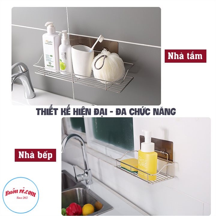 Kệ nhà tắm chữ nhật inox size 35cm dán tường TẶNG 1 MIẾNG DÁN ĐÔI- Giá inox để đồ nhà bếp chắc chắn 01586
