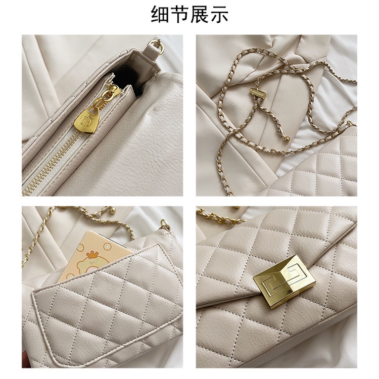 Túi Đeo JASMIN NOIR Chéo Họa Tiết Kẻ Sọc Phối Dây Xích Chần Bông Cho