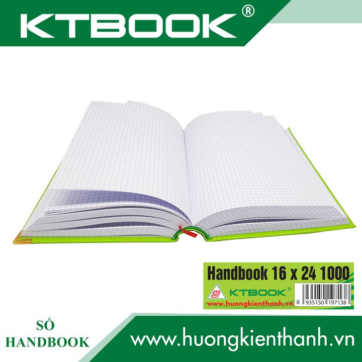 SỔ GHI CHÉP BÌA DA HANDBOOK CAO CẤP KTBOOK 1000 trang size 16 x 24 cm ruột giấy in caro có cắt góc