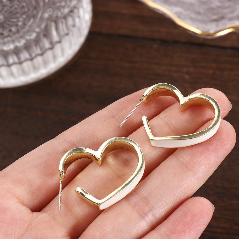 Khuyên Tai Tròn Rỗng Họa Tiết Hình Học Rỗng Cho Nữ|Bông Tai Hình Trái Tim Màu Sắc Thời Trang Hàn Quốc
