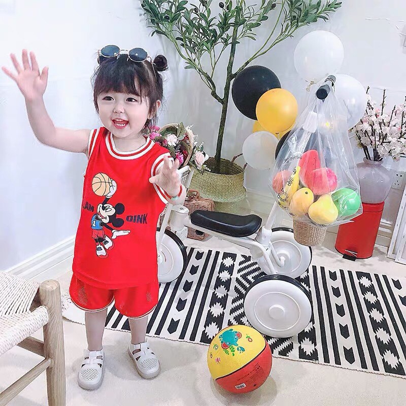 Bộ cotton thông hơi Mickey cho bé trai bé gái