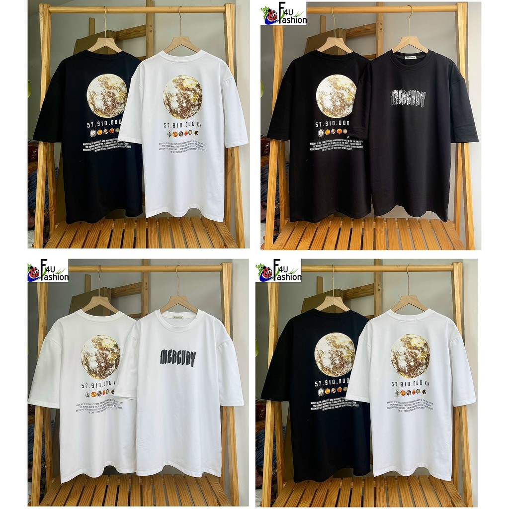 Áo thun hình mặt trăng form rộng tay lỡ unisex
