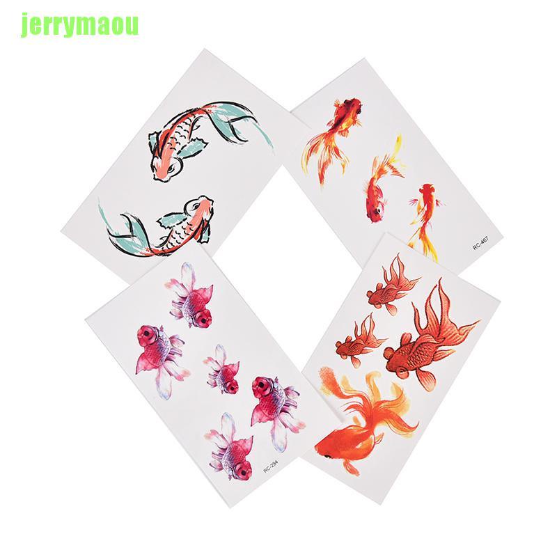 [JERU] Goldfish Temporary Tattoo Women Body Art Animal Waterproof Tattoo Sticker ERHZ