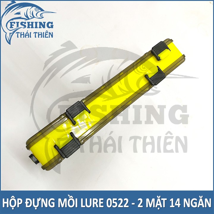 Hộp đựng mồi lure 0522 đựng mồi giả và phụ kiện câu cá 2 mặt 14 ngăn có tay cầm