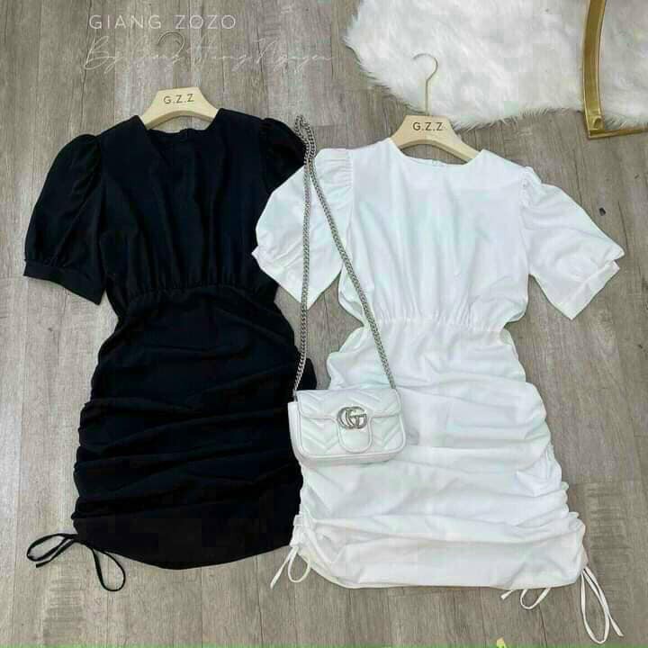 Đầm Tay Phồng Phối Dây Rút Thời Trang Đáng Yêu Dịu Dàng Thanh Lịch | BigBuy360 - bigbuy360.vn