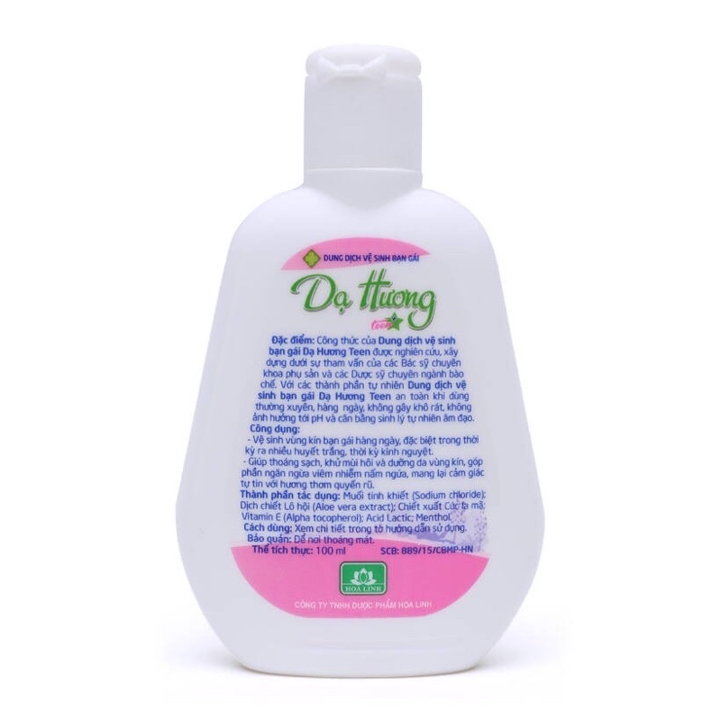 Dung dịch vệ sinh - Dạ Hương teen là sản phẩm dành cho bạn gái để chăm sóc và vệ sinh bên ngoài vùng kín hàng ngày
