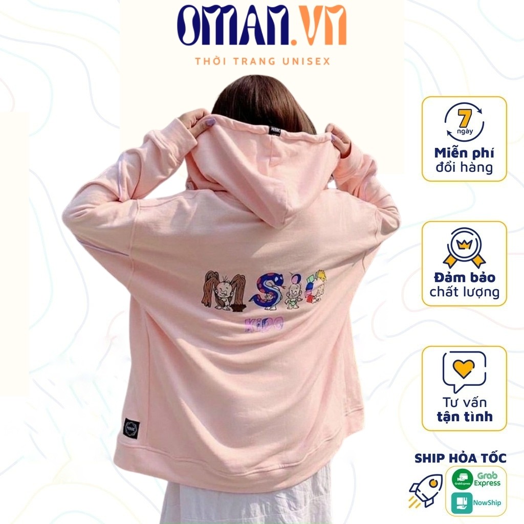 Áo khoác Hoodie nỉ FE Dây Kéo KIDO form rộng ulzzang Unisex áo nỉ bông nữ AKN26 Oman