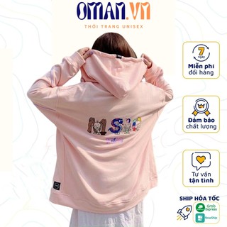 Áo khoác hoodie nỉ fe dây kéo kido form rộng ulzzang unisex áo nỉ bông nữ akn26 oman