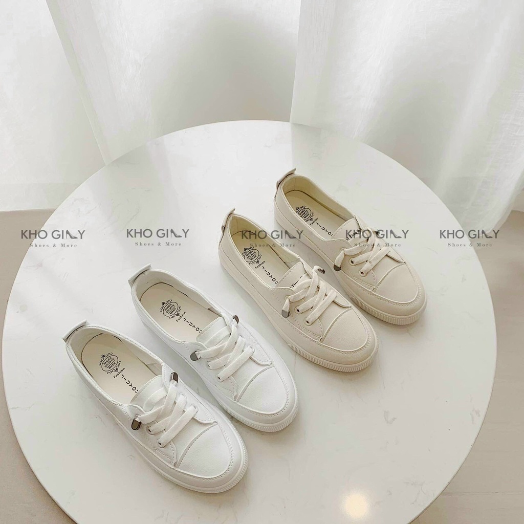 Giày thể thao bata nữ mũi tròn xỏ dây đi cực êm nhẹ, giày lười đế bằng dáng basic phù hợp cho mọi cô nàng T16