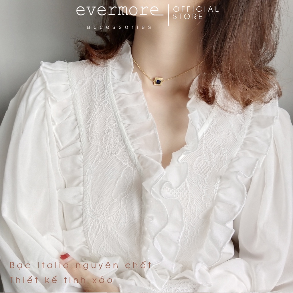 Dây chuyền bạc mạ vàng 14K EVERMORE, vòng cổ vuông đính đá thanh lịch, minimalism - D029
