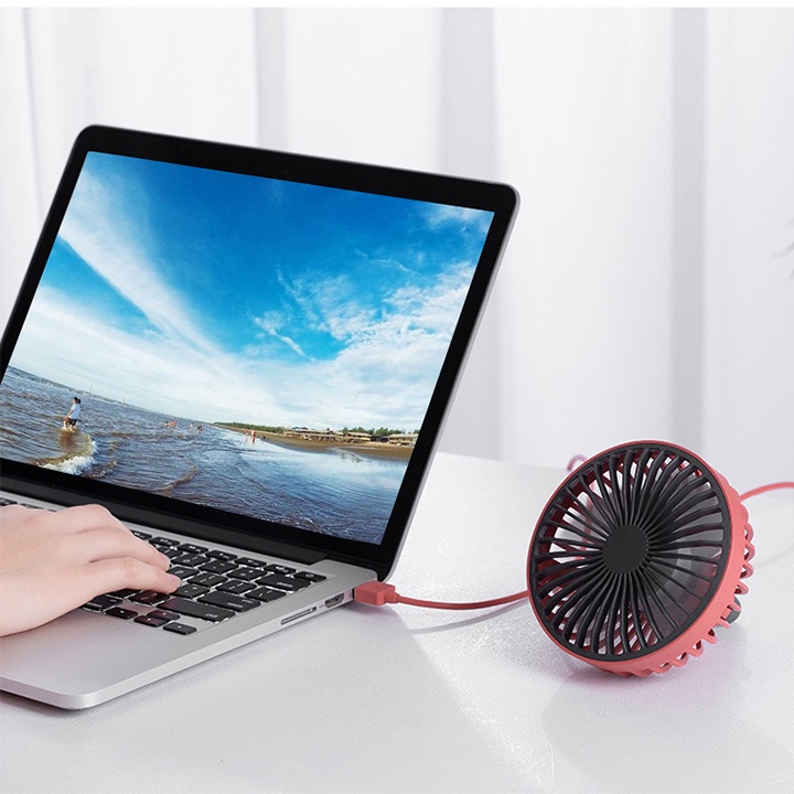 Quạt Mini Gắn cửa gió điều hòa ô tô , quạt kẹp máy lạnh xe hơi , để bàn làm việc kết hợp đèn