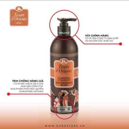 Sữa tắm xích trắng da, hương nước hoa 500ml | Tesori D’Oriente Cao cấp Italia | Hàng Chính Hãng