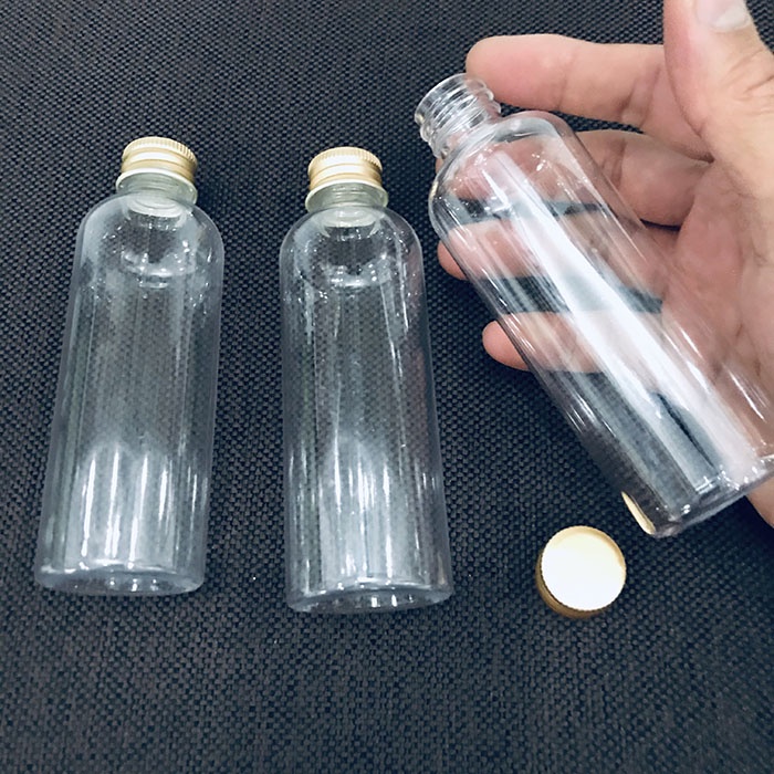 Chai nhựa nắp vặn nhôm vàng chiết dung dịch, mỹ phẩm [30ml, 50ml, 60ml, 100ml]