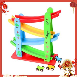 [XẢ KHO]  Đồ chơi cầu trượt bằng gỗ cho bé có 3 ô tô đi kèm
