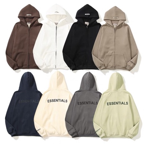 Áo Khoác Nữ Unisex Hoodie Nỉ Essentials Kéo Khóa Nhiều Màu Form Rộng Ulzzang