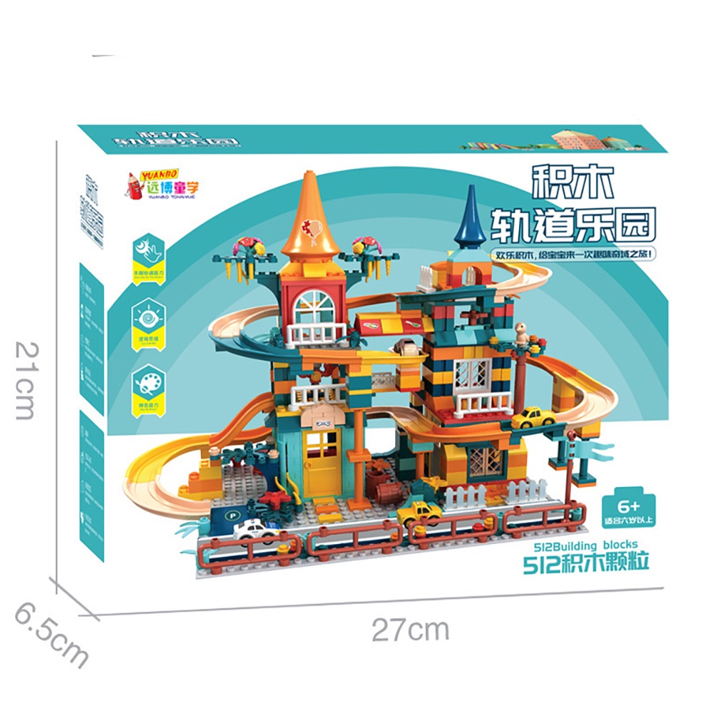 Đồ chơi trẻ em xếp hình lâu đài có đường ray cầu trượt gồm 512 chi tiết, đồ chơi trí tuệ nhựa ABS cao cấp.