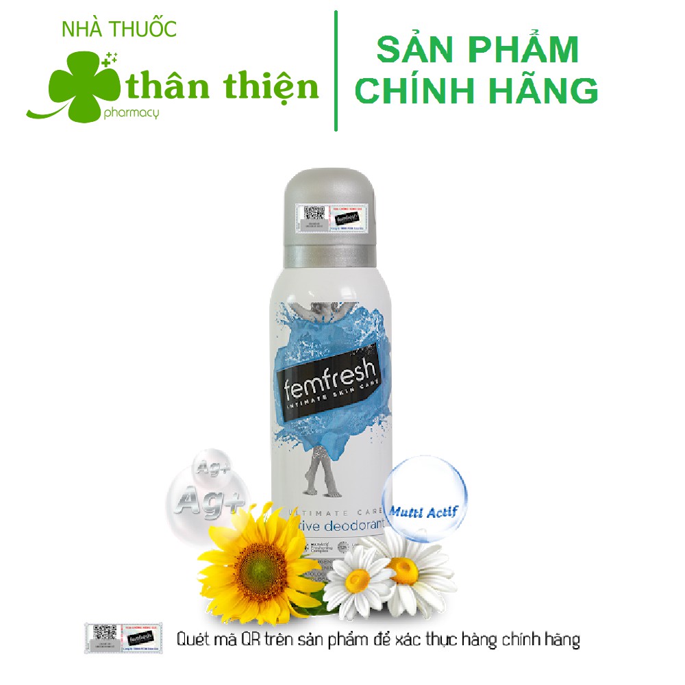 {UK} Xịt thơm vùng kín Femfresh Ultimate Care Deodorant giúp thơm mát kháng khuẩn 125ml