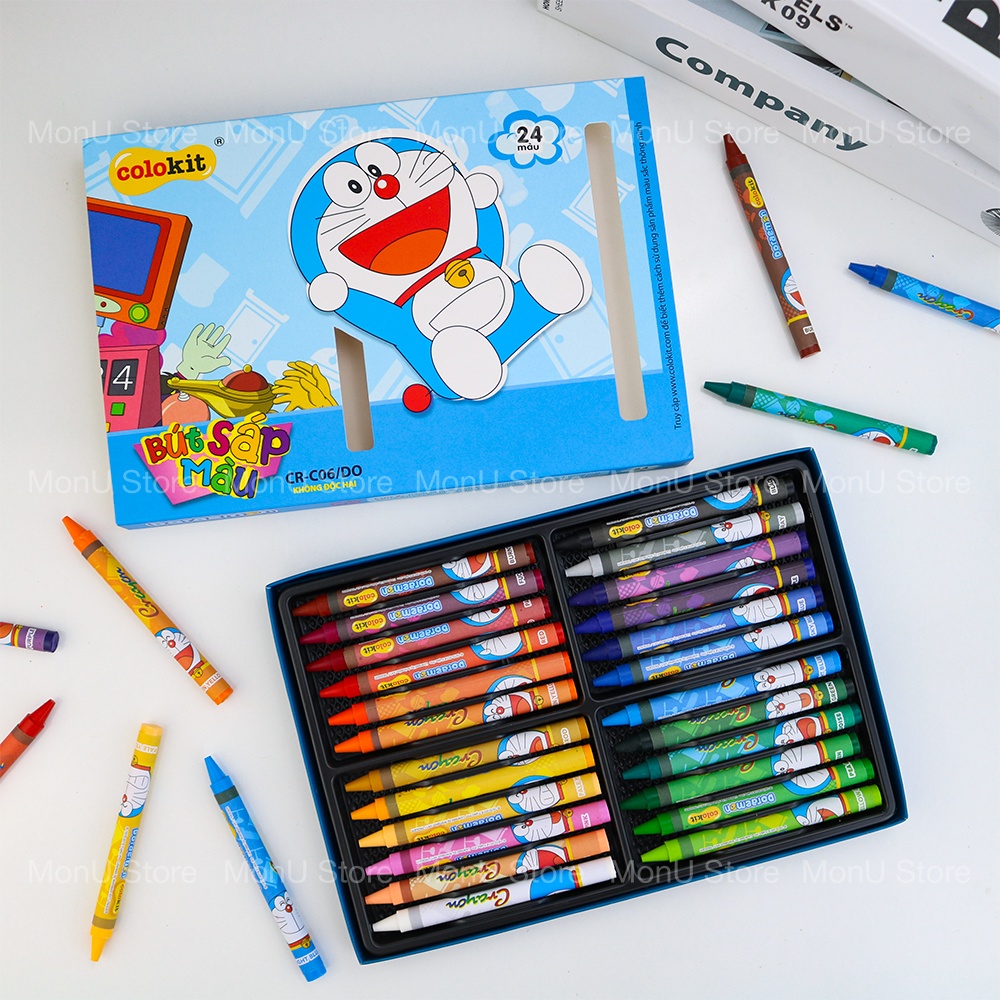 Bút sáp màu hộp 24 cây DORAEMON DOREMON dễ thương cute không độc hại MON0338 TooYoo