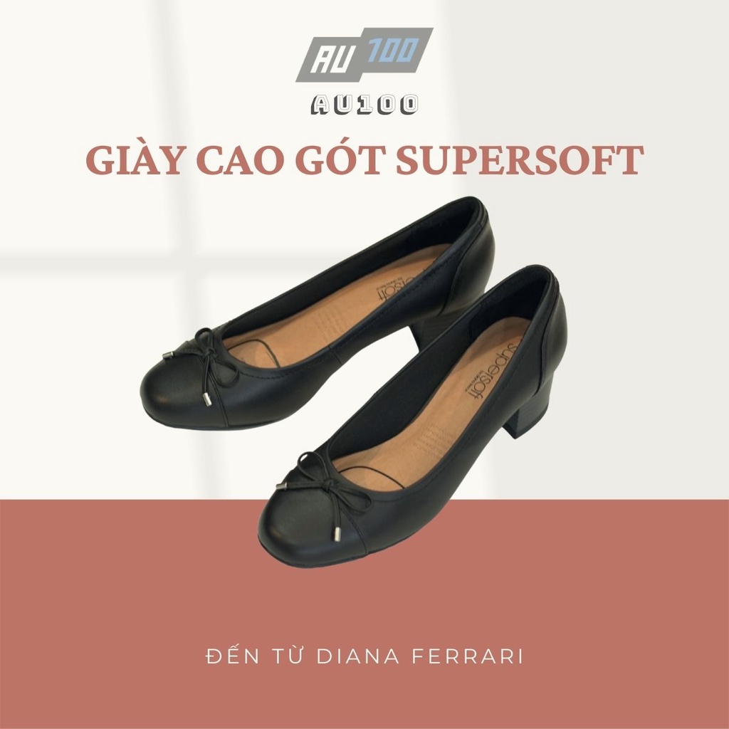 Giày cao gót nữ Supersoft Black Graceful da thật chính hãng 100%