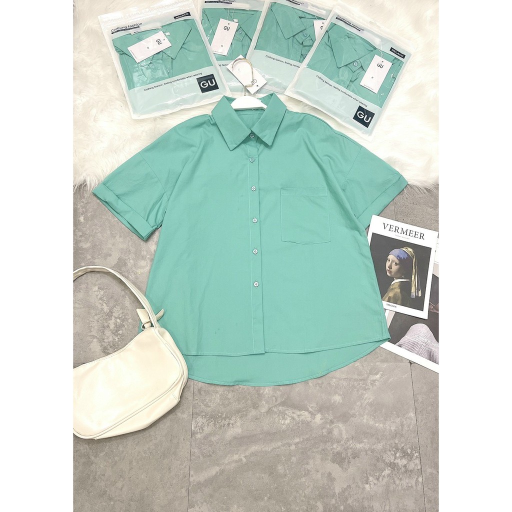 Áo sơ mi nữ xanh mint