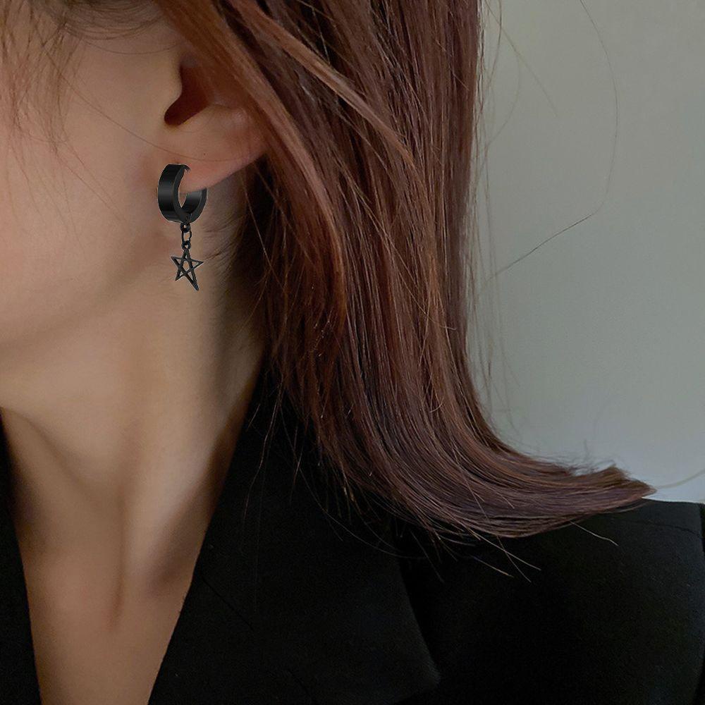 Khuyên Tai Dạng Vòng Phối Tua Rua Bằng Thép Titan Phong Cách Punk Goth Dành Cho Nam Và Nữ MXMUSTY