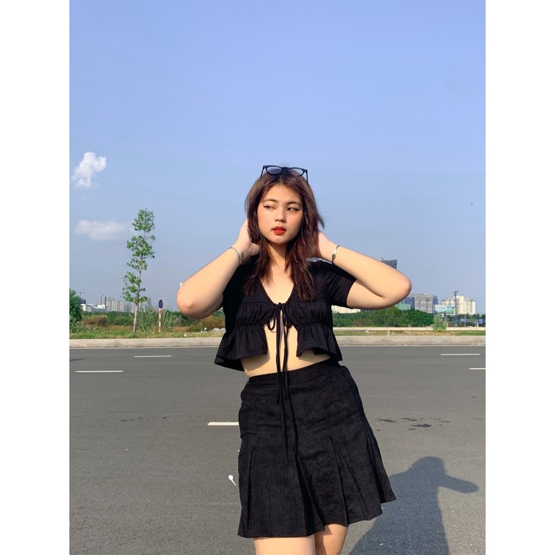 Áo croptop cột dây madie (Quần áo bigsize)