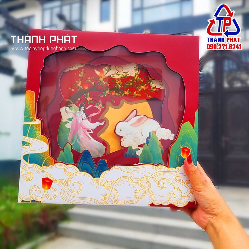 5 Hộp đựng 8 bánh trung thu vip 80g-100g-125g - Hằng Nga đỏ mẫu mới trung thu 2023