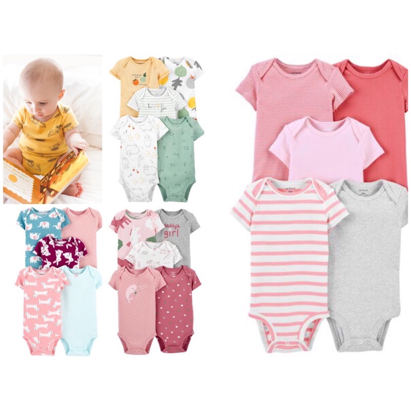 Set 7 chiếc bodysuit hãng xuất dư loại ngắn tay hoặc dài tay cho bé trai bé gái từ sơ sinh đến 24 tháng