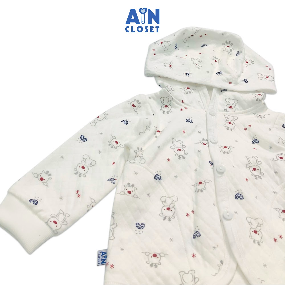 Bộ quần áo dài có nón unisex họa tiết Tuần lộc trắng trần bông AICDBGX9E454 AIN Closet