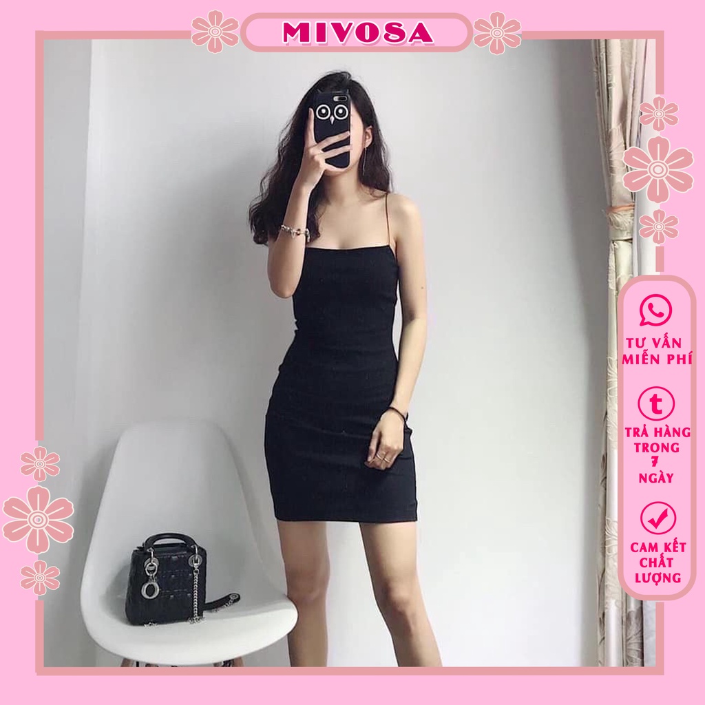 Váy 2 dây body sợi bún đầm ôm nữ siêu tôn dáng MIVOSA092