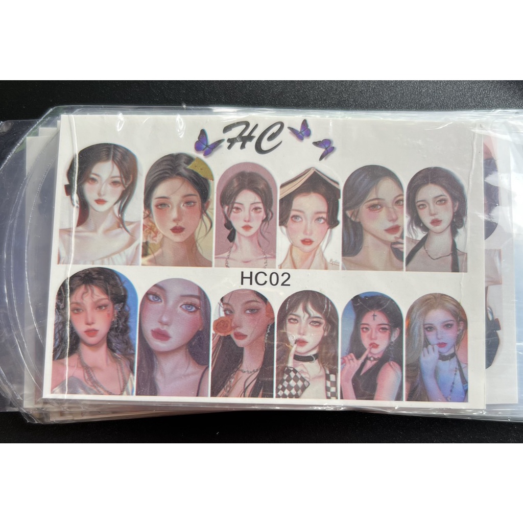 Sticker 3d mẫu cô gái dán móng tay nail