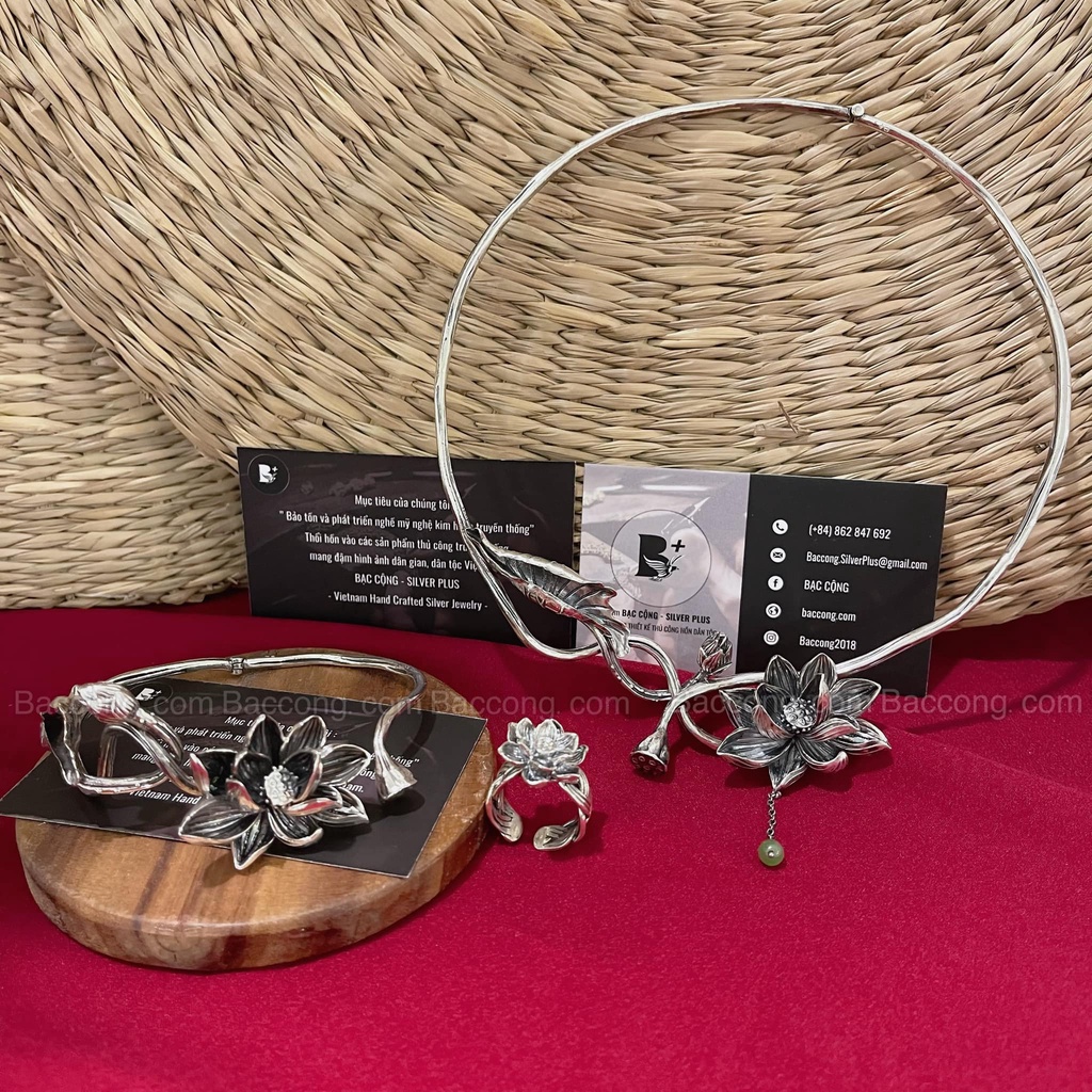 Bộ sản phẩm hoa sen bạc 999
