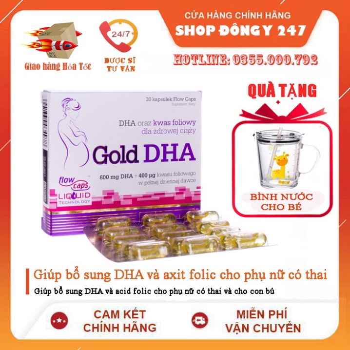 Gold DHA - Giúp bổ sung DHA và acid folic cho phụ nữ có thai và cho con bú (Hộp 30 Viên)
