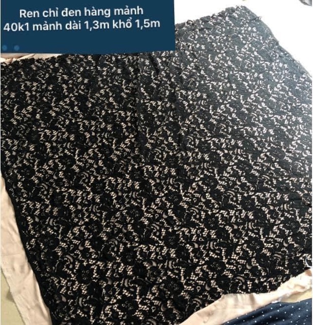 Vải Ren Đen -Ren Hoa đen, Vải Ren May váy Hàng Hàn Quốc chỉ 40k. 1mảnh  sợi chỉ siêu đanh-Kh