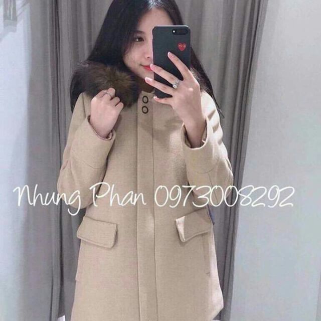 Áo dạ dáng dài mũ lông siêu ấm, siêu xinh! #áo phao #áo khoác dạ