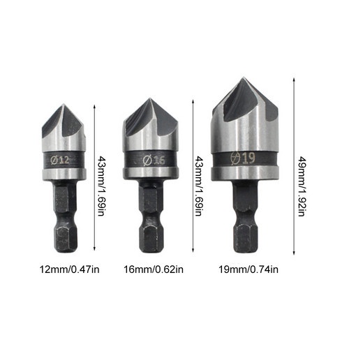 AIDEEPEN Set 3 mũi khoan lục giác 1/4inch dành cho làm gỗ kim loại