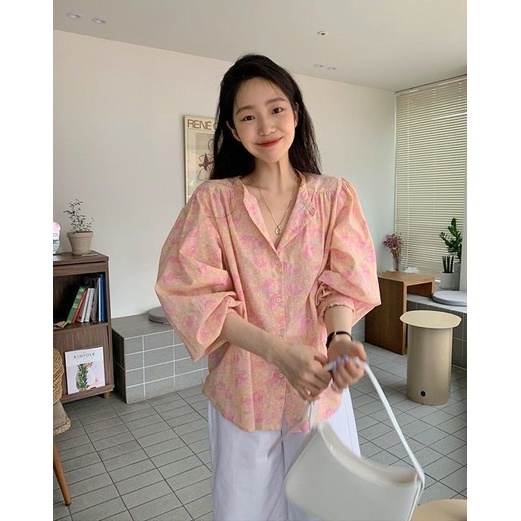 Áo Sơ Mi Tay Dài Cổ Đứng Dáng Rộng Thiết Kế Linh Hoạt Thanh Lịch Hợp Thời Trang Mùa Xuân