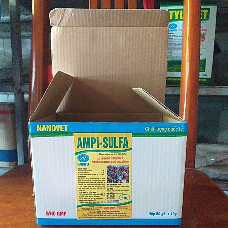 Ampi sulfa cho gà vịt ngan cút, chim ...đi ỉa xanh trắng, máu tươi, phân sáp, ecoli...