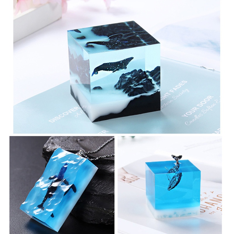 Set 5 khuôn nhựa resin tạo mô hình cá voi màu dạ quang dùng làm đồ trang sức